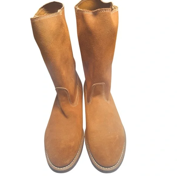 VTG NOS 70s Mens Boots Suede RARE Vulcan Brand NEVER WORN Sturdy Protect SZ 10.5 - Picture 1 of 11